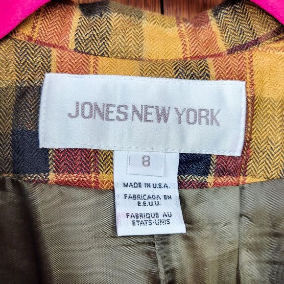 Vintage 90s Warm Tone Plaid Print Short Sleeve Blazer - Picture 6 of 6